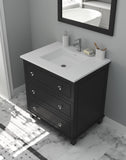 Laviva - Luna 30" Espresso Bathroom Vanity with Matte White VIVA Stone Solid Surface Countertop | 313DVN-30E-MW