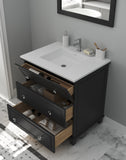 Laviva - Luna 30" Espresso Bathroom Vanity with Matte White VIVA Stone Solid Surface Countertop | 313DVN-30E-MW