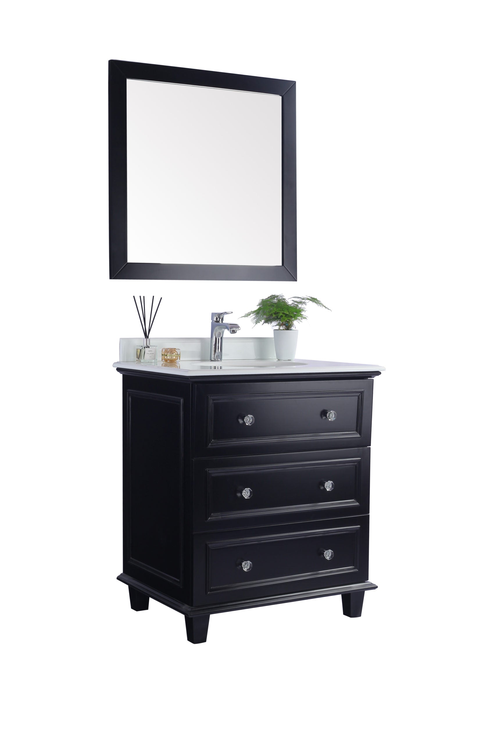 Laviva - Luna 30" Espresso Bathroom Vanity with Pure White Phoenix Stone Countertop | 313DVN-30E-PW