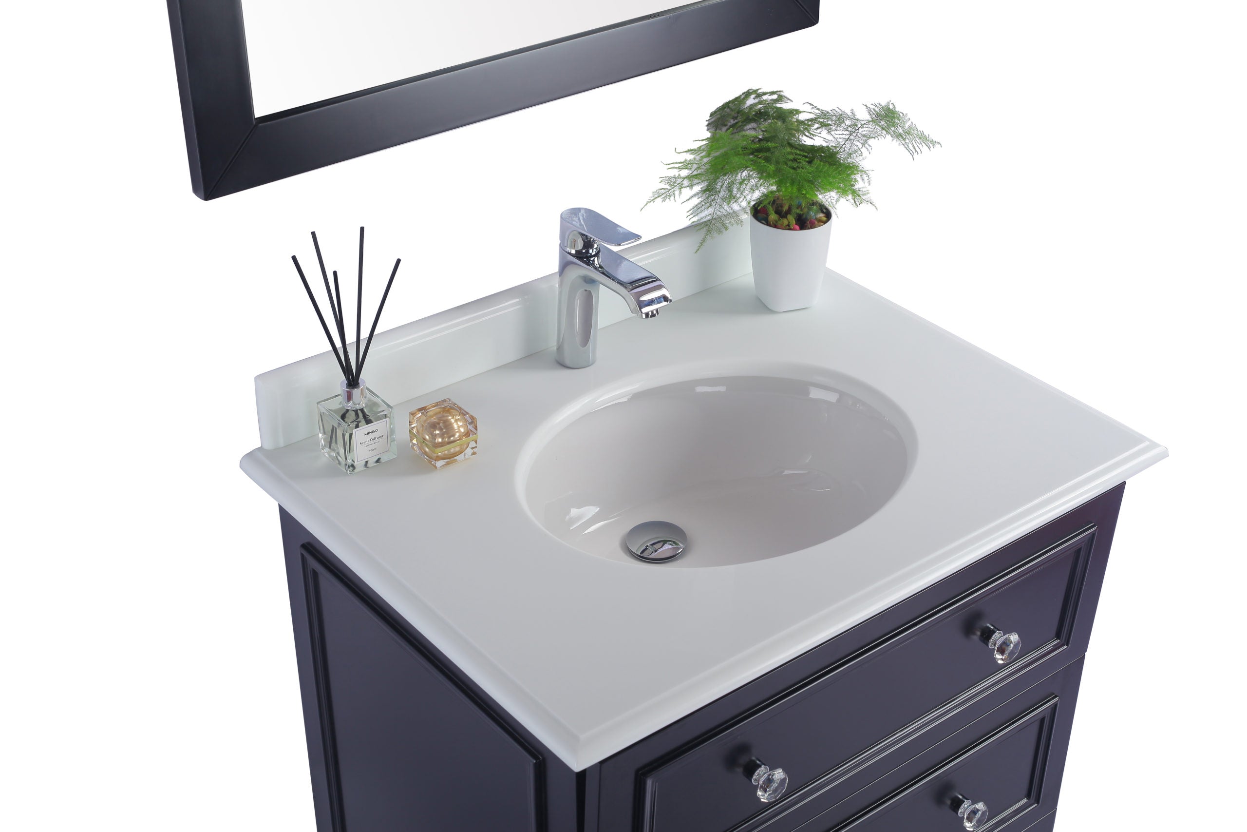 Laviva - Luna 30" Espresso Bathroom Vanity with Pure White Phoenix Stone Countertop | 313DVN-30E-PW