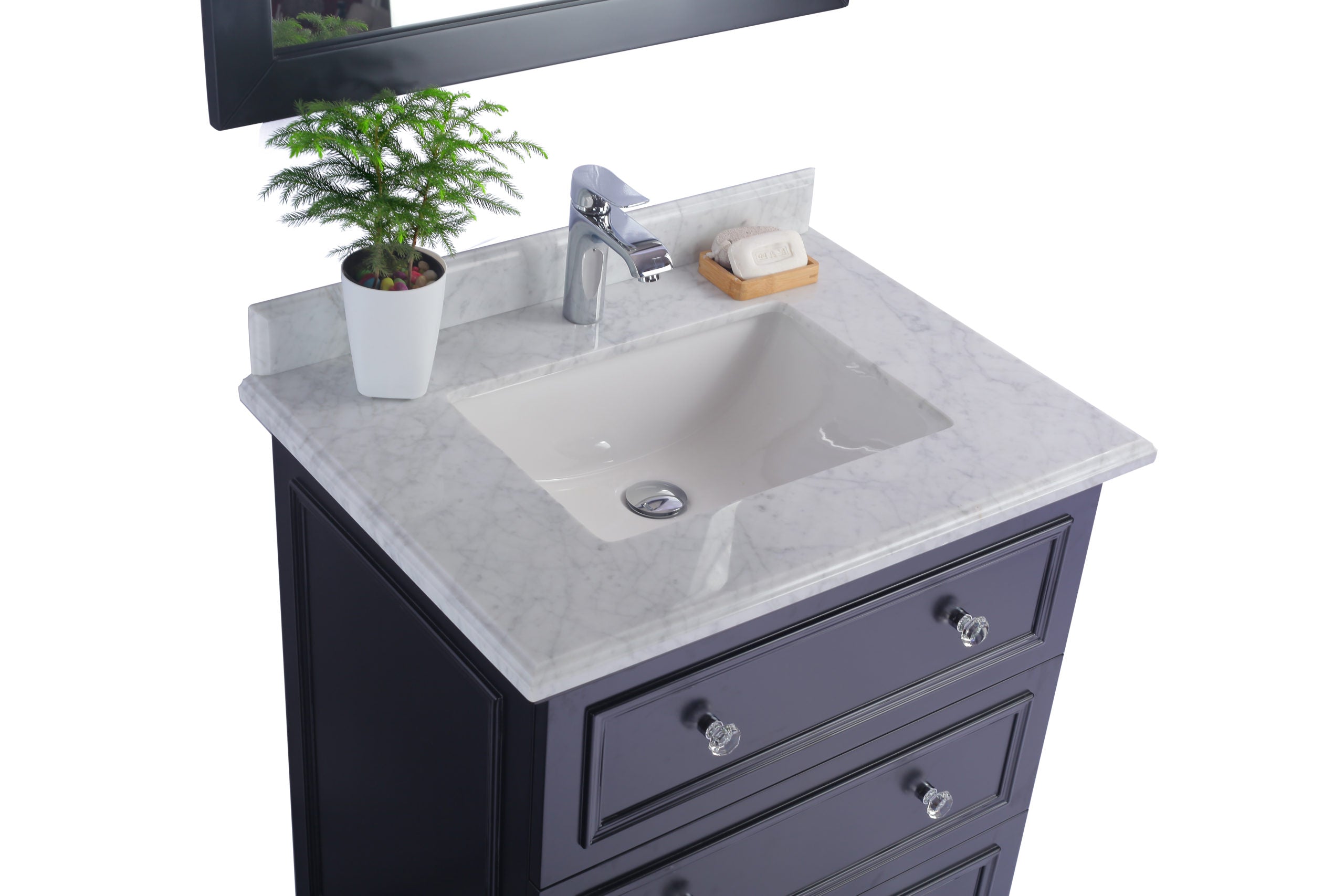 Laviva - Luna 30" Espresso Bathroom Vanity with White Carrara Marble Countertop | 313DVN-30E-WC