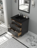 Laviva - Luna 30" Maple Grey Bathroom Vanity with Matte Black VIVA Stone Solid Surface Countertop | 313DVN-30G-MB