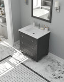 Laviva - Luna 30" Maple Grey Bathroom Vanity with Matte White VIVA Stone Solid Surface Countertop | 313DVN-30G-MW
