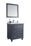 Laviva - Luna 30" Maple Grey Bathroom Vanity with Pure White Phoenix Stone Countertop | 313DVN-30G-PW