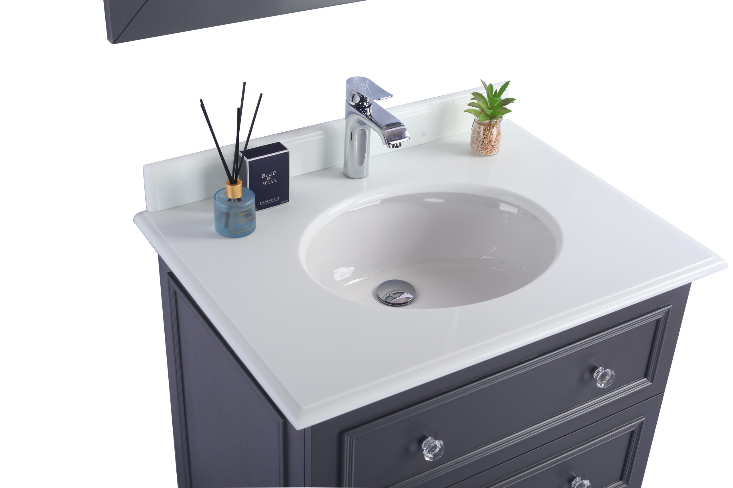 Laviva - Luna 30" Maple Grey Bathroom Vanity with Pure White Phoenix Stone Countertop | 313DVN-30G-PW