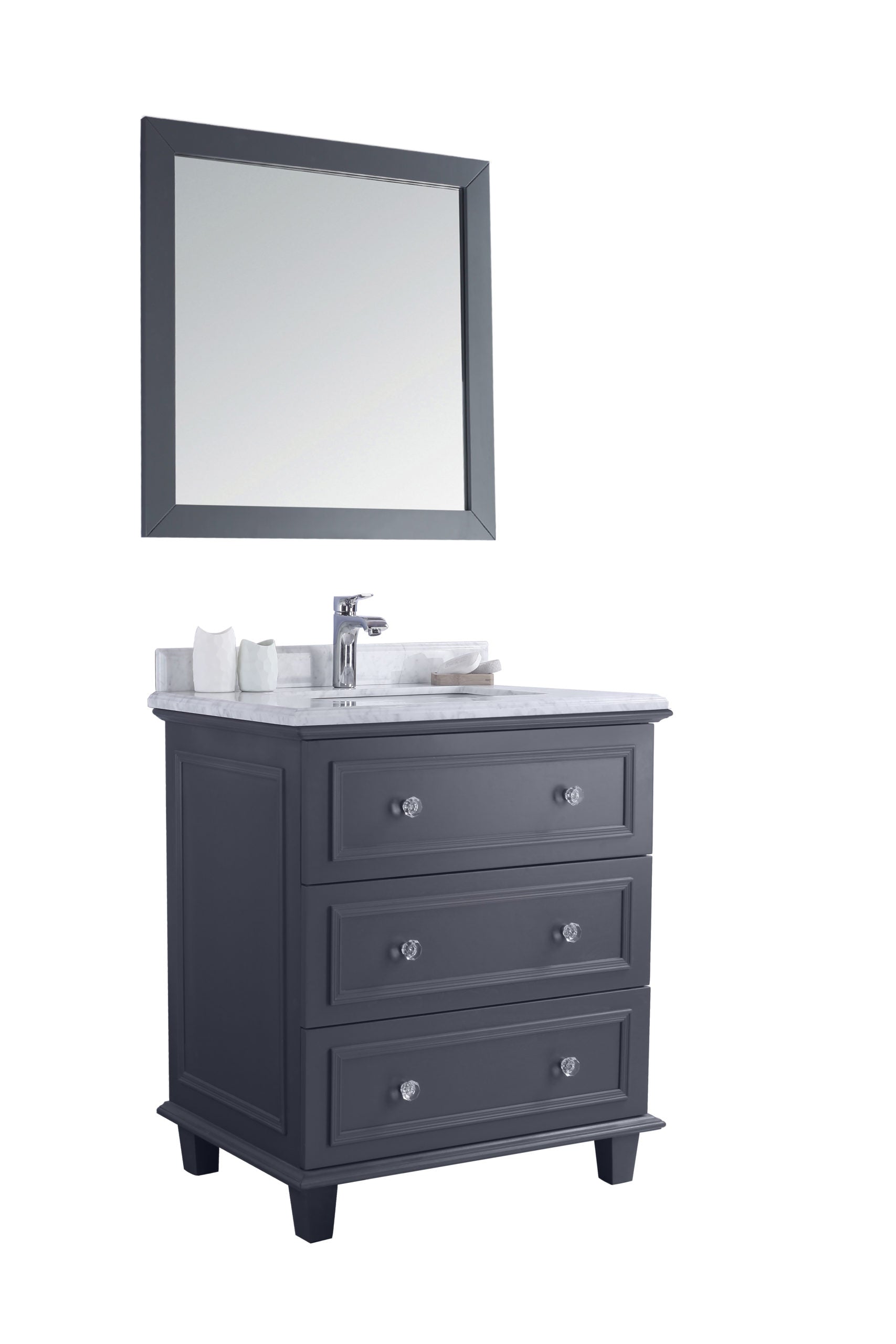 Laviva - Luna 30" Maple Grey Bathroom Vanity with White Carrara Marble Countertop | 313DVN-30G-WC