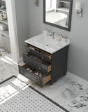 Laviva - Luna 30" Maple Grey Bathroom Vanity with White Carrara Marble Countertop | 313DVN-30G-WC