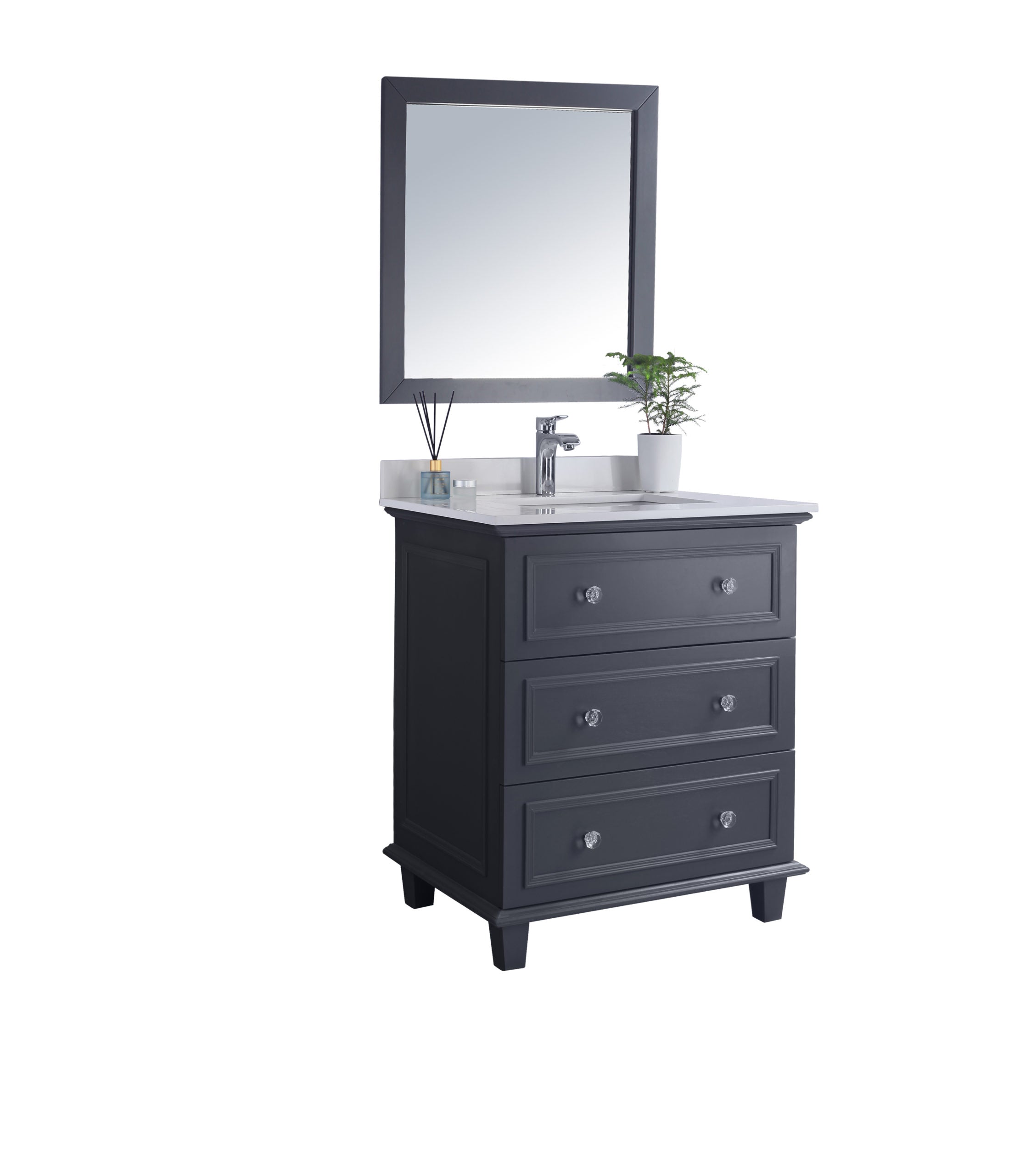 Laviva - Luna 30" Maple Grey Bathroom Vanity with White Quartz Countertop | 313DVN-30G-WQ