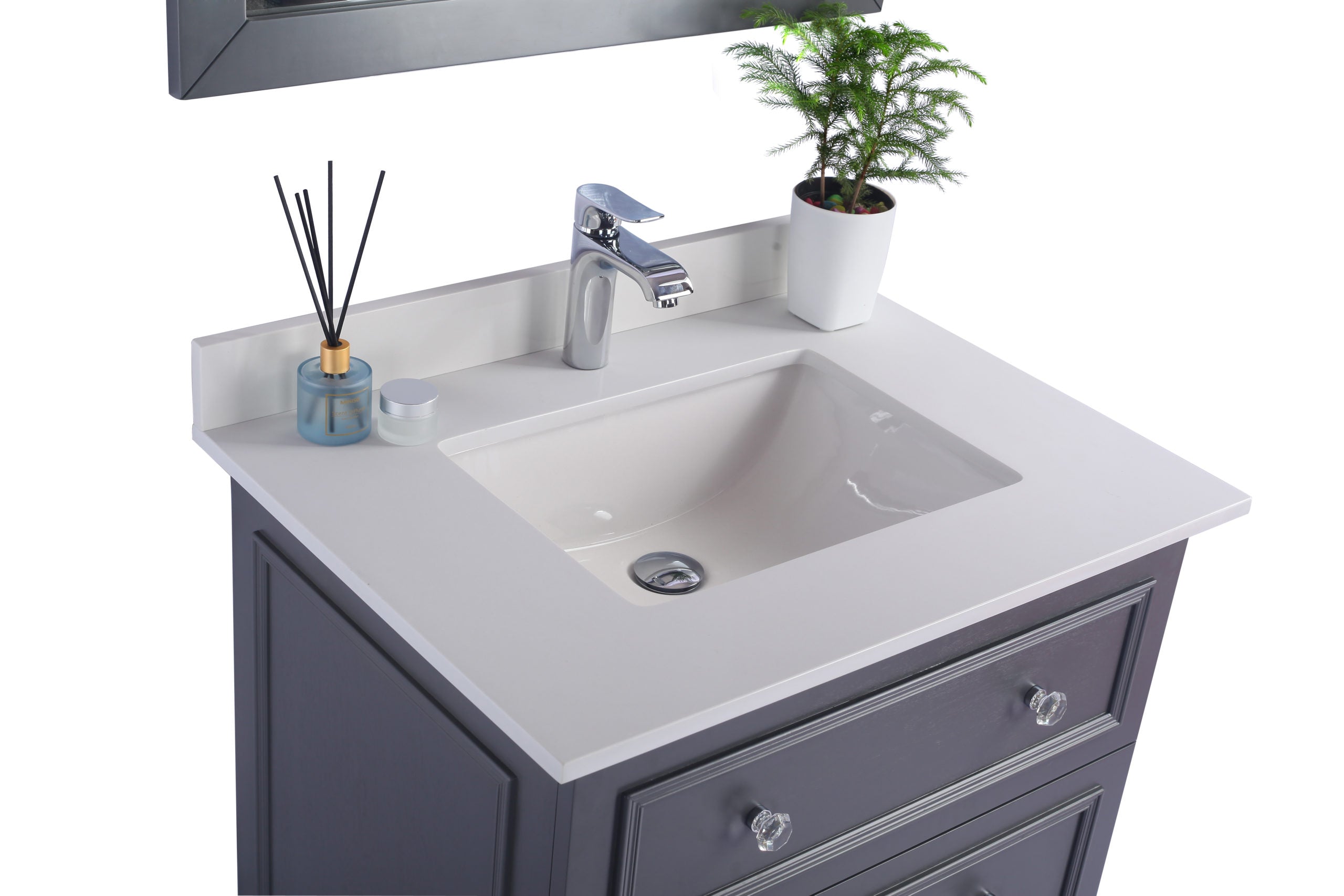 Laviva - Luna 30" Maple Grey Bathroom Vanity with White Quartz Countertop | 313DVN-30G-WQ