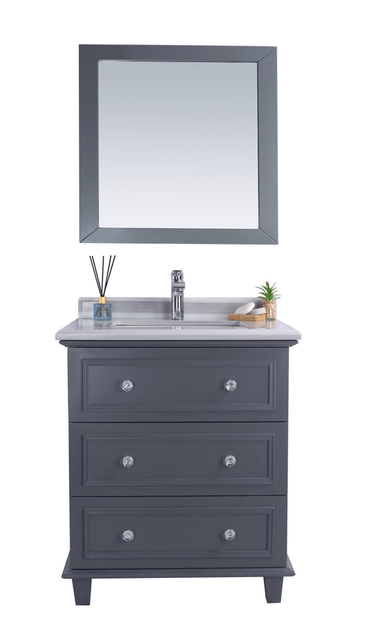 Laviva - Luna 30" Maple Grey Bathroom Vanity with White Stripes Marble Countertop | 313DVN-30G-WS