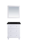 Laviva - Luna 30" White Bathroom Vanity with Matte Black VIVA Stone Solid Surface Countertop | 313DVN-30W-MB