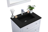 Laviva - Luna 30" White Bathroom Vanity with Matte Black VIVA Stone Solid Surface Countertop | 313DVN-30W-MB