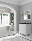 Laviva - Luna 30" White Bathroom Vanity with Matte Black VIVA Stone Solid Surface Countertop | 313DVN-30W-MB