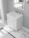 Laviva - Luna 30" White Bathroom Vanity with Matte White VIVA Stone Solid Surface Countertop | 313DVN-30W-MW