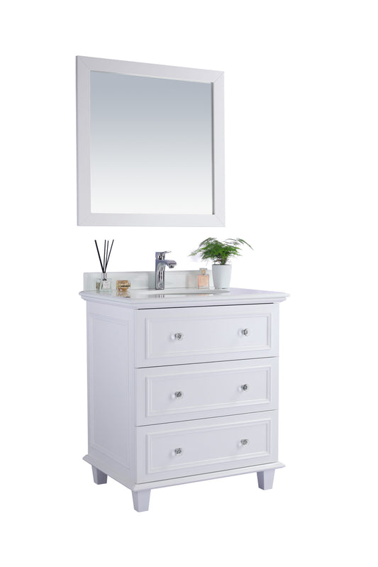 Laviva - Luna 30" White Bathroom Vanity with Pure White Phoenix Stone Countertop | 313DVN-30W-PW