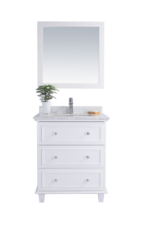 Laviva - Luna 30" White Bathroom Vanity with White Carrara Marble Countertop | 313DVN-30W-WC
