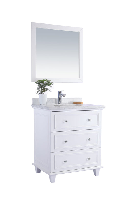 Laviva - Luna 30" White Bathroom Vanity with White Carrara Marble Countertop | 313DVN-30W-WC