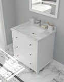 Laviva - Luna 30" White Bathroom Vanity with White Carrara Marble Countertop | 313DVN-30W-WC