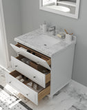 Laviva - Luna 30" White Bathroom Vanity with White Carrara Marble Countertop | 313DVN-30W-WC