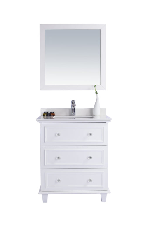 Laviva - Luna 30" White Bathroom Vanity with White Quartz Countertop | 313DVN-30W-WQ