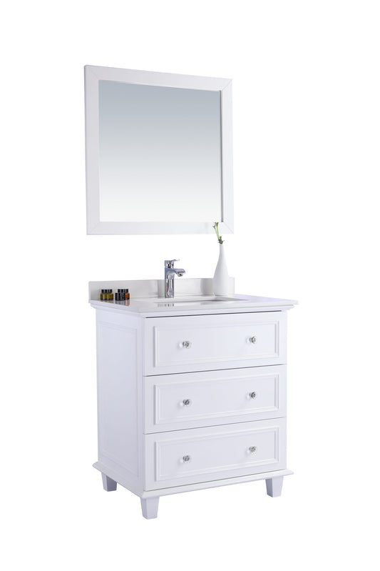 Laviva - Luna 30" White Bathroom Vanity with White Quartz Countertop | 313DVN-30W-WQ
