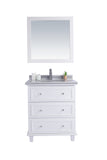 Laviva - Luna 30" White Bathroom Vanity with White Stripes Marble Countertop | 313DVN-30W-WS