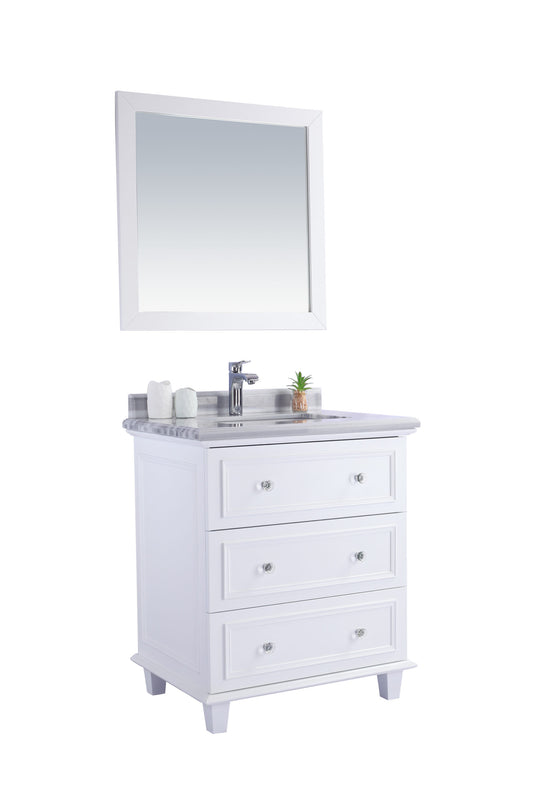 Laviva - Luna 30" White Bathroom Vanity with White Stripes Marble Countertop | 313DVN-30W-WS