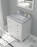 Laviva - Luna 30" White Bathroom Vanity with White Stripes Marble Countertop | 313DVN-30W-WS