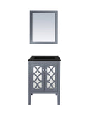 Laviva - Mediterraneo 24" Grey Bathroom Vanity with Matte Black VIVA Stone Solid Surface Countertop | 313MKSH-24G-MB