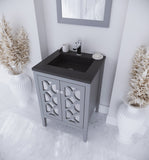 Laviva - Mediterraneo 24" Grey Bathroom Vanity with Matte Black VIVA Stone Solid Surface Countertop | 313MKSH-24G-MB