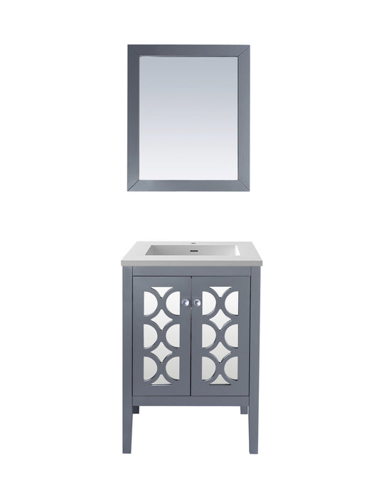 Laviva - Mediterraneo 24" Grey Bathroom Vanity with Matte White VIVA Stone Solid Surface Countertop | 313MKSH-24G-MW