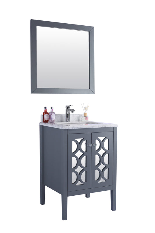 Laviva - Mediterraneo 24" Grey Bathroom Vanity with White Carrara Marble Countertop | 313MKSH-24G-WC