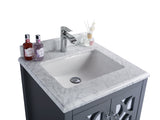 Laviva - Mediterraneo 24" Grey Bathroom Vanity with White Carrara Marble Countertop | 313MKSH-24G-WC