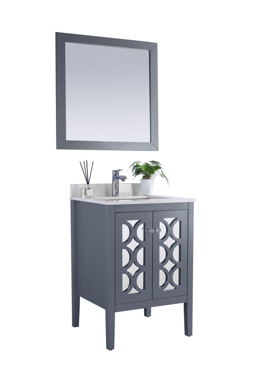 Laviva - Mediterraneo 24" Grey Bathroom Vanity with White Quartz Countertop | 313MKSH-24G-WQ