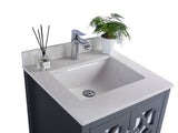 Laviva - Mediterraneo 24" Grey Bathroom Vanity with White Quartz Countertop | 313MKSH-24G-WQ