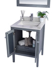 Laviva - Mediterraneo 24" Grey Bathroom Vanity with White Quartz Countertop | 313MKSH-24G-WQ