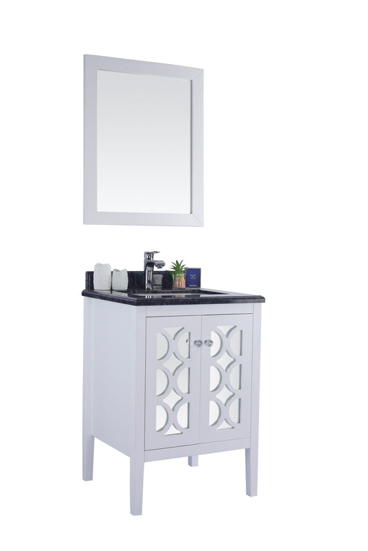 Laviva - Mediterraneo 24" White Bathroom Vanity with Black Wood Marble Countertop | 313MKSH-24W-BW