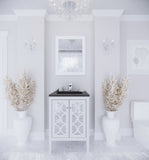 Laviva - Mediterraneo 24" White Bathroom Vanity with Matte Black VIVA Stone Solid Surface Countertop | 313MKSH-24W-MB