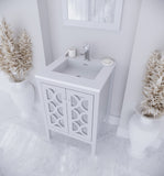 Laviva - Mediterraneo 24" White Bathroom Vanity with Matte White VIVA Stone Solid Surface Countertop | 313MKSH-24W-MW