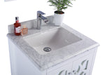 Laviva - Mediterraneo 24" White Bathroom Vanity with White Carrara Marble Countertop | 313MKSH-24W-WC