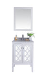 Laviva - Mediterraneo 24" White Bathroom Vanity with White Stripes Marble Countertop | 313MKSH-24W-WS