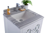 Laviva - Mediterraneo 24" White Bathroom Vanity with White Stripes Marble Countertop | 313MKSH-24W-WS