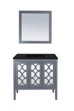 Laviva - Mediterraneo 36" Grey Bathroom Vanity with Matte Black VIVA Stone Solid Surface Countertop | 313MKSH-36G-MB