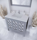 Laviva - Mediterraneo 36" Grey Bathroom Vanity with White Quartz Countertop | 313MKSH-36G-WQ