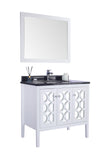 Laviva - Mediterraneo 36" White Bathroom Vanity with Black Wood Marble Countertop | 313MKSH-36W-BW