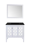 Laviva - Mediterraneo 36" White Bathroom Vanity with Matte Black VIVA Stone Solid Surface Countertop | 313MKSH-36W-MB