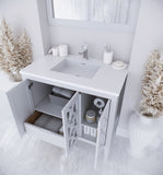 Laviva - Mediterraneo 36" White Bathroom Vanity with Matte White VIVA Stone Solid Surface Countertop | 313MKSH-36W-MW