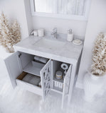 Laviva - Mediterraneo 36" White Bathroom Vanity with White Carrara Marble Countertop | 313MKSH-36W-WC