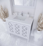 Laviva - Mediterraneo 36" White Bathroom Vanity with White Quartz Countertop | 313MKSH-36W-WQ