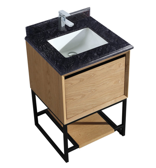 Laviva - Alto 24” California White Oak Bathroom Vanity with Black Wood Marble Countertop | 313SMR-24CO-BW